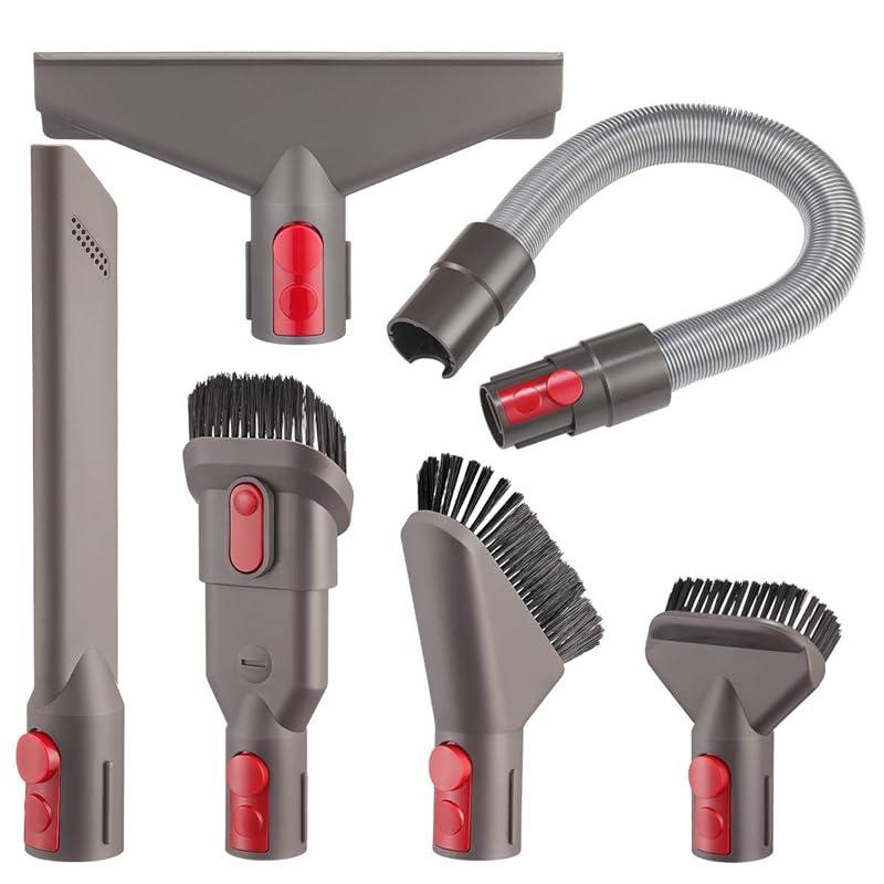 Highly versatile Dyson vacuum attachment kit enhances cleaning efficiency.